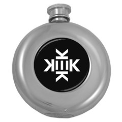 Official Logo Kekistan Circle Black And White On Black Background Round Hip Flask (5 Oz) by snek