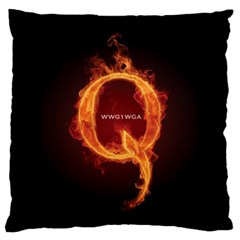 Qanon Letter Q Fire Effect Wwgowga Wwg1wga Large Flano Cushion Case (two Sides) by snek