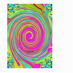 Groovy Abstract Pink, Turquoise And Yellow Swirl Large Garden Flag (two Sides) by myrubiogarden