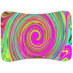 Groovy Abstract Pink, Turquoise And Yellow Swirl Velour Seat Head Rest Cushion by myrubiogarden