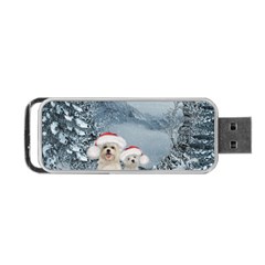 Christmas, Cute Dogs And Squirrel With Christmas Hat Portable Usb Flash (two Sides) by FantasyWorld7