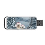 Christmas, Cute Dogs And Squirrel With Christmas Hat Portable USB Flash (Two Sides) Back