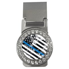 Usa Flag The Thin Blue Line I Back The Blue Usa Flag Grunge On White Background Money Clips (cz)  by snek