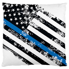 Usa Flag The Thin Blue Line I Back The Blue Usa Flag Grunge On White Background Standard Flano Cushion Case (one Side) by snek