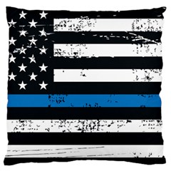 I Back The Blue The Thin Blue Line With Grunge Us Flag Large Flano Cushion Case (one Side) by snek