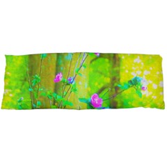 Hot Pink Abstract Rose Of Sharon On Bright Yellow Body Pillow Case (dakimakura) by myrubiogarden