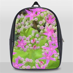 Hot Pink Succulent Sedum With Fleshy Green Leaves School Bag (large) by myrubiogarden