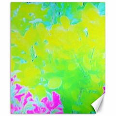 Fluorescent Yellow And Pink Abstract Garden Foliage Canvas 20  X 24  by myrubiogarden