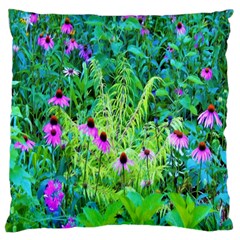 Purple Coneflower Garden With Tiger Eye Tree Large Flano Cushion Case (two Sides) by myrubiogarden