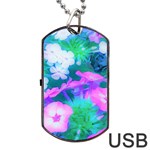 Pink, Green, Blue And White Garden Phlox Flowers Dog Tag USB Flash (One Side) Front