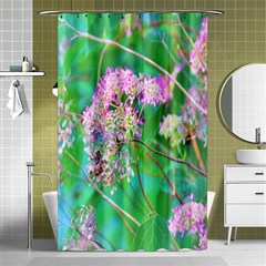 Invincibelle Spirit Hot Pink Hydrangeas On Aqua Green Shower Curtain 48  X 72  (small)  by myrubiogarden