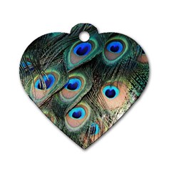 Peacock Feathers Bird Colorful Dog Tag Heart (one Side) by Wegoenart