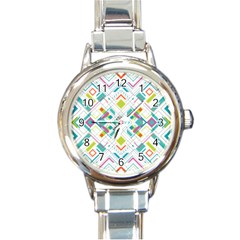 Graphic Design Geometry Shape Pattern Geometric Round Italian Charm Watch by Wegoenart