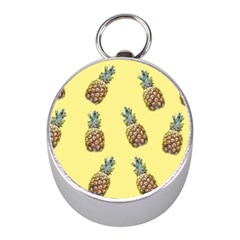 Pineapples Fruit Pattern Texture Mini Silver Compasses by Simbadda