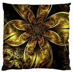 Fractal Floral Gold Golden Standard Flano Cushion Case (one Side) by Wegoenart