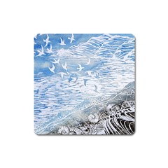 Coast Beach Shell Conch Water Square Magnet by Wegoenart