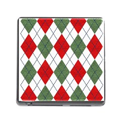 Red Green White Argyle Navy Memory Card Reader (square 5 Slot) by Wegoenart