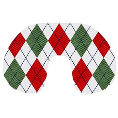 Red Green White Argyle Navy Travel Neck Pillows by Wegoenart