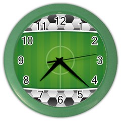 Background Sports Soccer Football Color Wall Clock by Wegoenart