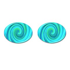 Groovy Cool Abstract Aqua Liquid Art Swirl Painting Cufflinks (oval) by myrubiogarden