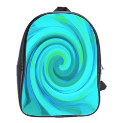 Groovy Cool Abstract Aqua Liquid Art Swirl Painting School Bag (large) by myrubiogarden