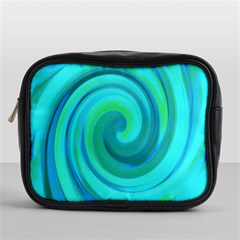 Groovy Cool Abstract Aqua Liquid Art Swirl Painting Mini Toiletries Bag (one Side) by myrubiogarden