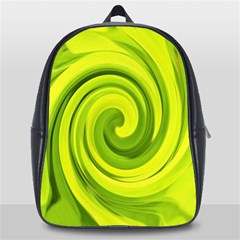 Groovy Abstract Green Liquid Art Swirl Painting School Bag (large) by myrubiogarden