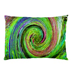 Groovy Abstract Green And Crimson Liquid Swirl Pillow Case (two Sides) by myrubiogarden