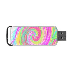 Groovy Abstract Pink And Blue Liquid Swirl Painting Portable Usb Flash (two Sides) by myrubiogarden