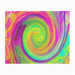 Groovy Abstract Purple And Yellow Liquid Swirl Small Glasses Cloth (2-Side) Back