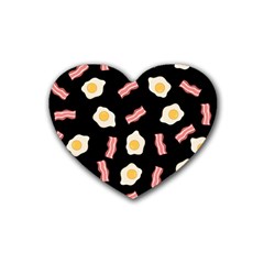 Bacon And Egg Pop Art Pattern Heart Coaster (4 Pack)  by Valentinaart