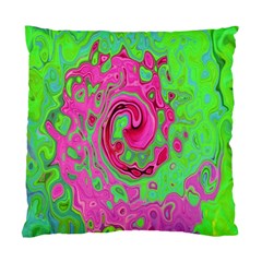 Groovy Abstract Green And Red Lava Liquid Swirl Standard Cushion Case (one Side) by myrubiogarden