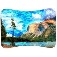 Painting Paintings Mountain Velour Seat Head Rest Cushion by Pakrebo