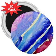 Painting Abstract Blue Pink Spots 3  Magnets (10 Pack)  by Pakrebo