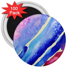 Painting Abstract Blue Pink Spots 3  Magnets (100 Pack) by Pakrebo