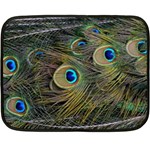 Peacock Tail Feathers Close Up Fleece Blanket (Mini) 35 x27  Blanket