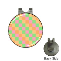 Checkerboard Pastel Squares Hat Clips With Golf Markers by Pakrebo