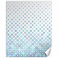 Square Pattern Geometric Blue Canvas 11  X 14  by Pakrebo