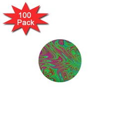 Fractal Art Neon Green Pink 1  Mini Buttons (100 Pack)  by Pakrebo