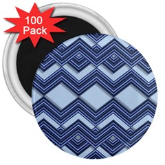 Textile Texture Fabric Zigzag Blue 3  Magnets (100 Pack) by Pakrebo