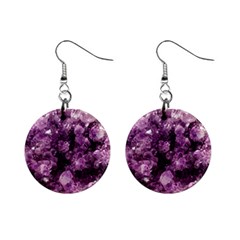 Amethyst Purple Violet Geode Slice Mini Button Earrings by genx