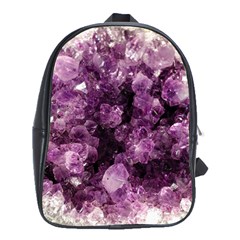 Amethyst Purple Violet Geode Slice School Bag (xl) by genx