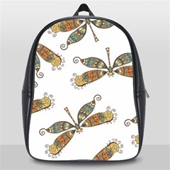 Pattern Dragonfly Background School Bag (large) by Pakrebo