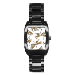 Pattern Dragonfly Background Stainless Steel Barrel Watch by Pakrebo