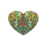 Raining Paradise Flowers In The Moon Light Night Heart Coaster (4 pack)  Front