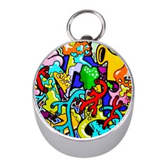 Graffiti Abstract With Colorful Tubes And Biology Artery Theme Mini Silver Compasses by genx