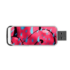 Graffiti Watermelon Pink With Light Blue Drops Retro Portable Usb Flash (one Side) by genx