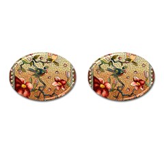 Flower Cubism Mosaic Vintage Cufflinks (oval) by Pakrebo