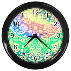 Hippie Fabric Background Tie Dye Wall Clock (black) by Mariart