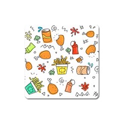 Cute Sketch Set Child Fun Funny Square Magnet by Pakrebo